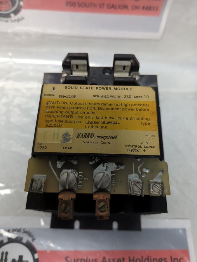 Used HARREL,PM-210F,SOLID STATE POWER MODULE SER 642 230V 10A PRE-OWNED