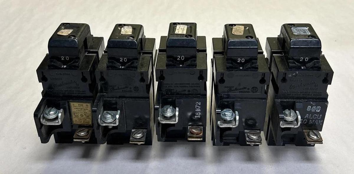 Used ITE,P220,CIRCUIT BREAKER 20A 120/240V 2P LOT OF 5