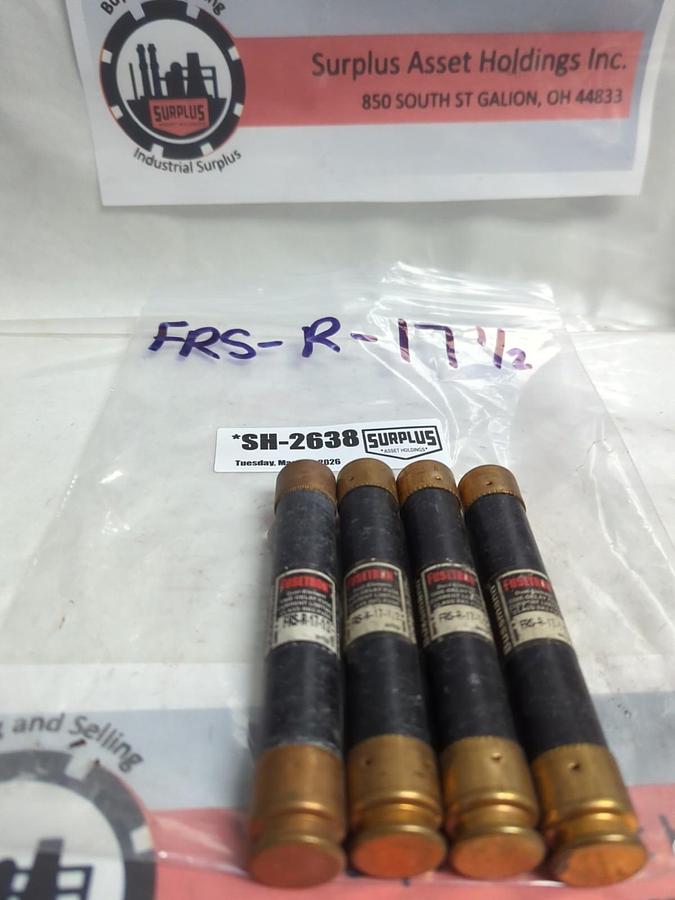 Used COOPER BUSSMANN,FRS-R-17-1/2,FUSETRON 17-1/2 AMP FUSE LOT OF 4 PRE-OWNED