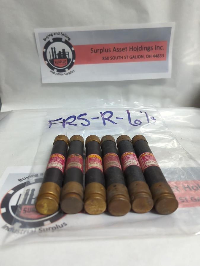 Used COOPER BUSSMANN,FRS-R-6-1/4,FUSETRON 6-1/4 AMP FUSE LOT OF 6 PRE-OWNED