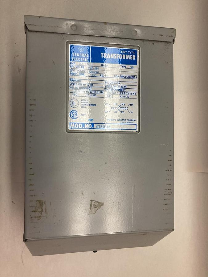 Used GE,Model 9T51B13,1-Phase Dry Type Transformer 240/480V 60Hz Type QB