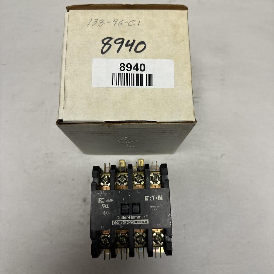 Used Cutler-Hammer,C25END425,120V 25Amp Definite Purpose Contactor