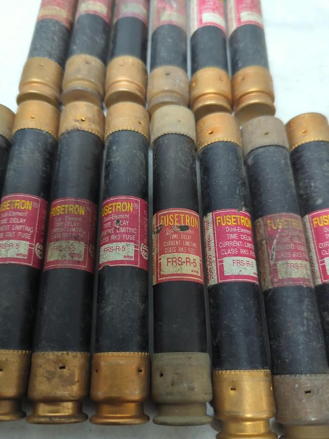Used COOPER BUSSMANN,FRS-R-5,FUSETRON 5 AMP FUSE LOT OF 16 PRE-OWNED