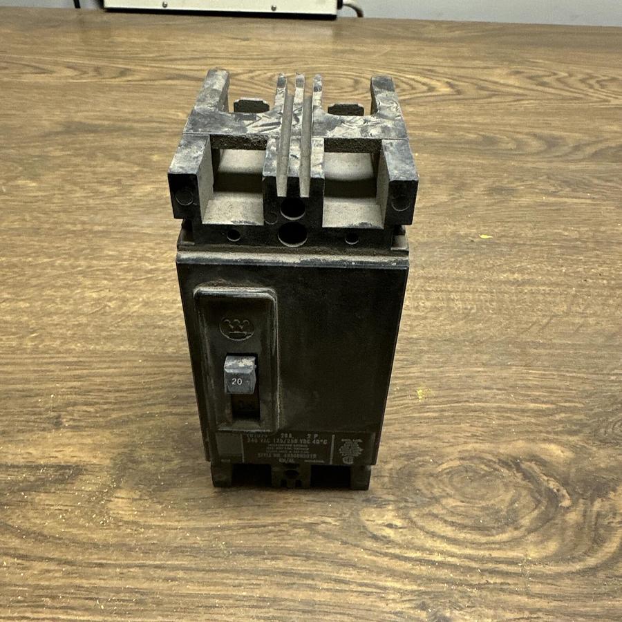 Used Westinghouse,EB2020,20A 2 Pole 240VAC Circuit Breaker