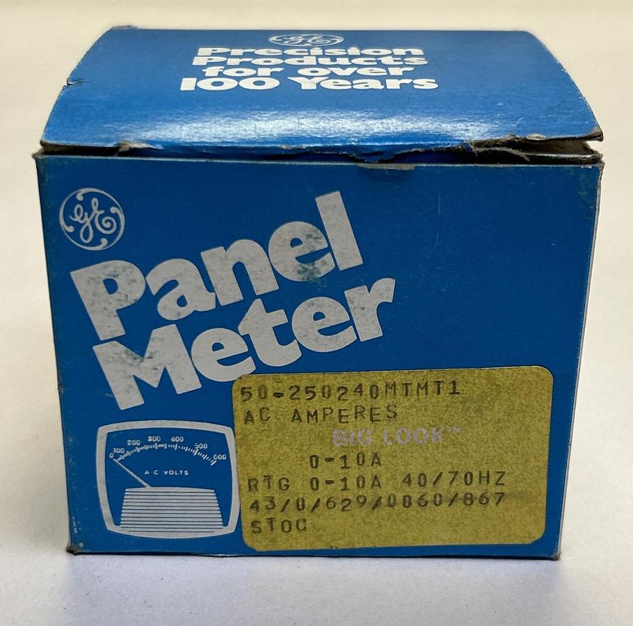 Used GENERAL ELECTRIC,50-250240MTMT1,PANEL METER 0-10A-C AMPERES NEW