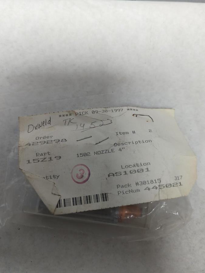 OXWELD,1502,WELDING TIP NOZZLE 4 INCH LOT OF 2 NOS