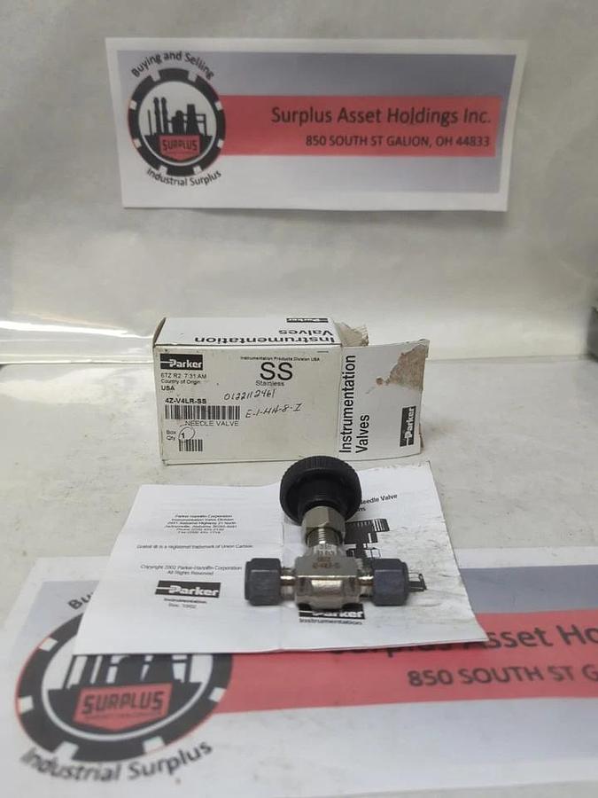 PARKER,4Z-V4LR-SS,STAINLESS STEEL NEEDLE VALVE NOS