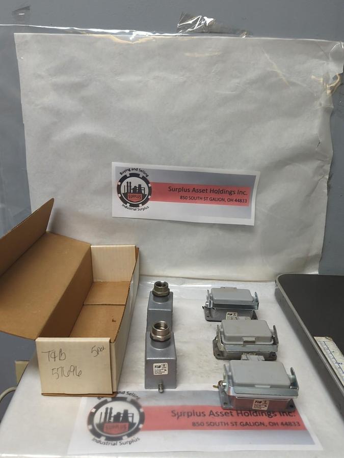 THOMAS & BETTS,57696,PANEL MOUNT BASE & RECEPTACLES W/INSERTS LOT OF 5 PCS NOS