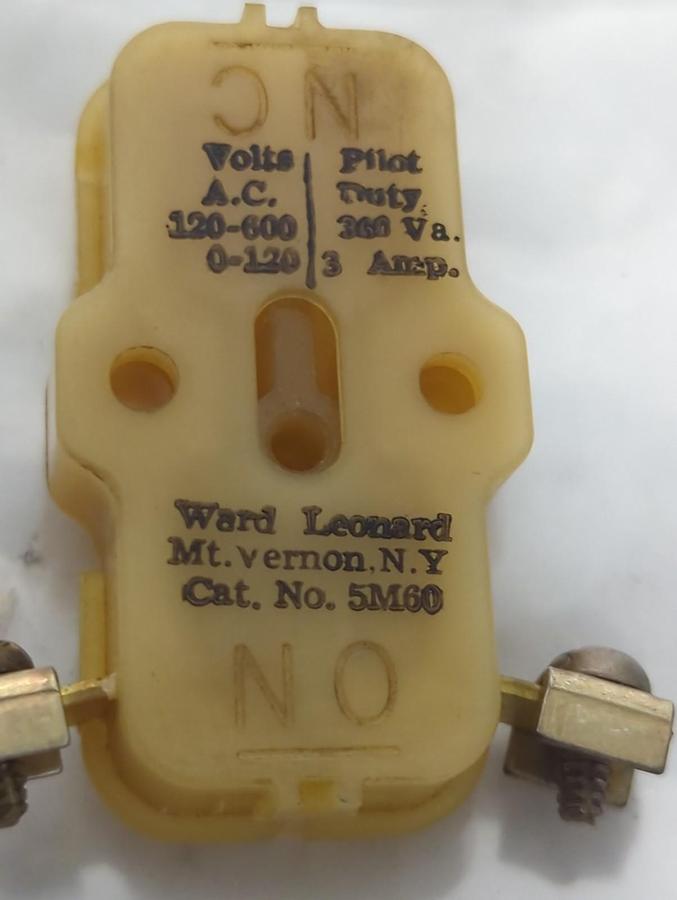 Used WARD LEONARD,5M60,AUXILIARY INTERLOCK CONTACT 3 AMP PRE-OWNED