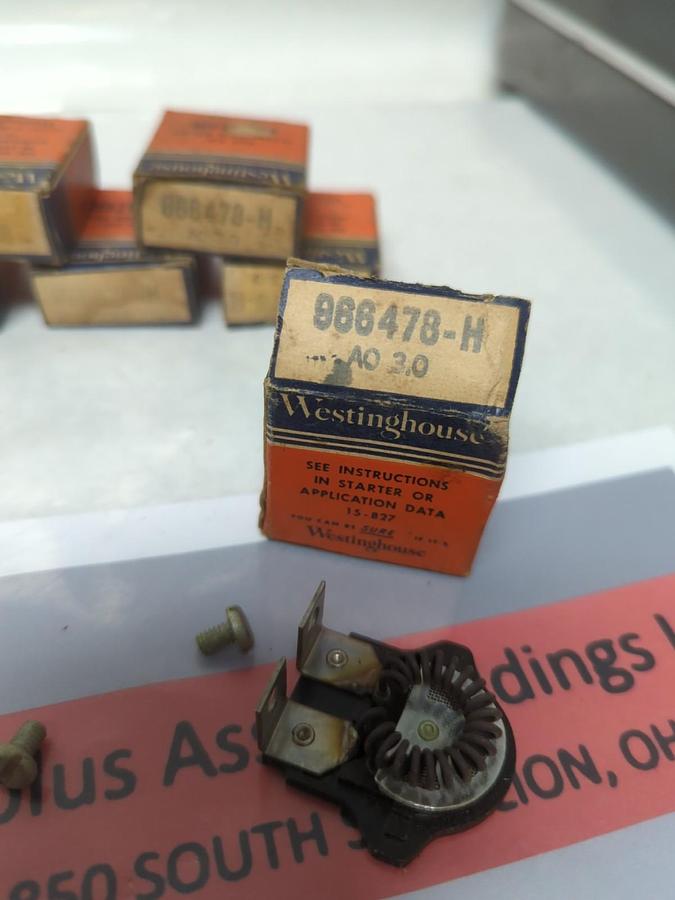 WESTINGHOUSE,966 478-H,OVERLOAD THERMAL HEATER RELAY LOT OF 6 NOS