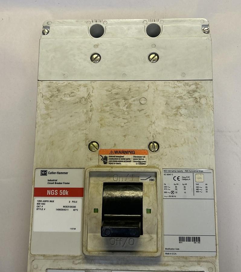 Used EATON CUTLER-HAMMER,NGS312033E,CIRCUIT BREAKER 1200A 600V 3P