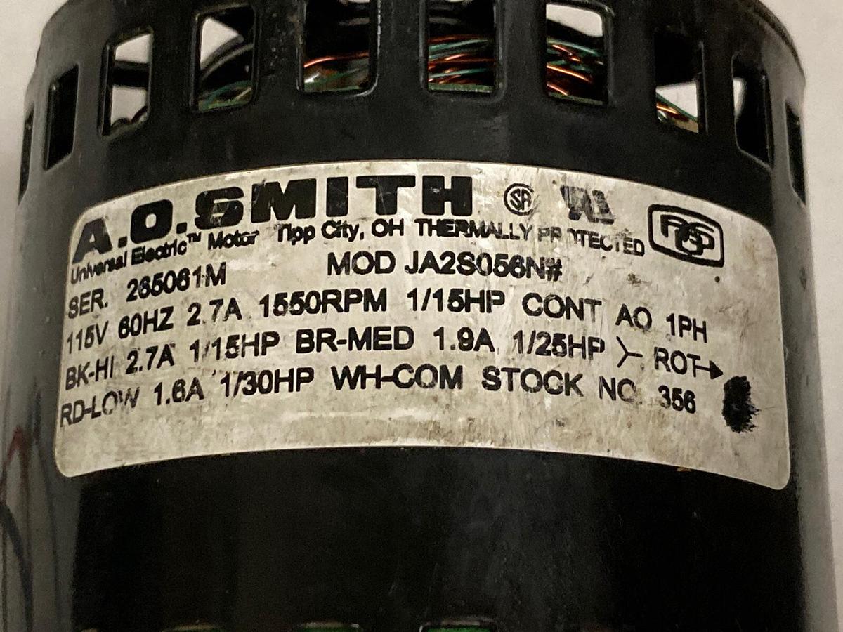 Used AO Smith,JA2S056N,Motor 1/15HP 115V 1550RPM