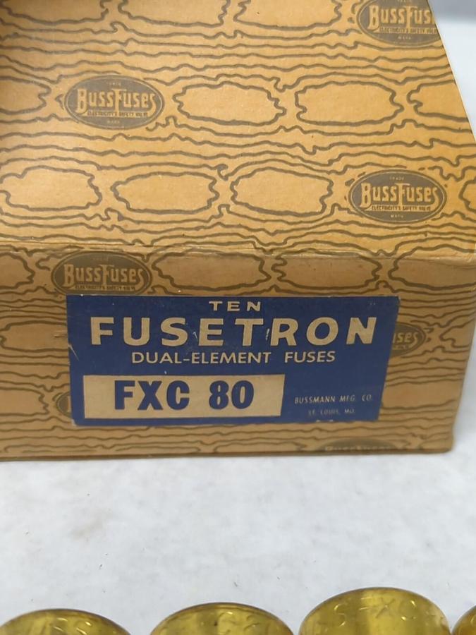 COOPER BUSSMANN,FXC-80,FUSETRON DUAL ELEMENT 80 AMP FUSES BOX OF 10 NOS