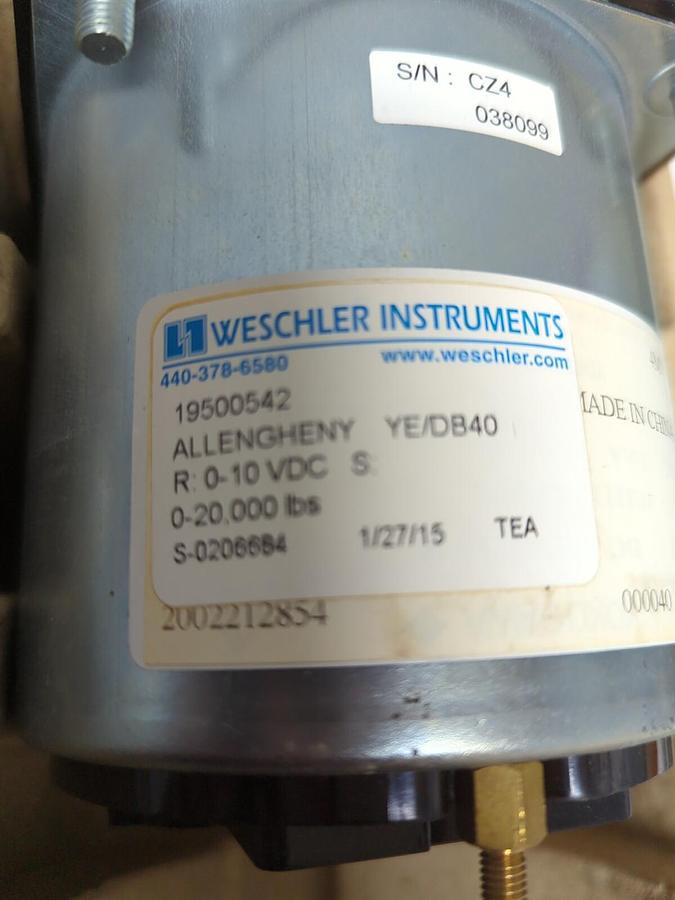 WESCHLER,19500542,ALLENGHENY YE/DB40 R:0-10 VDC S:0-20000LBS PANEL METER