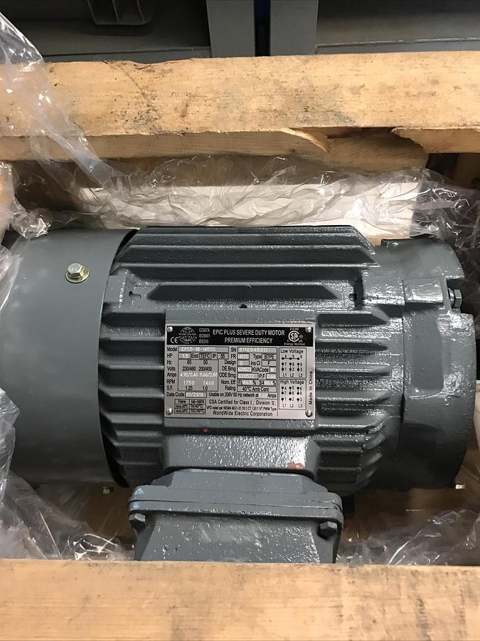Used Epic Plus,EP1.5-18-145TC, Severe Duty Motor 1.5HP 1750RPM 230/460V Fr 145TC NOS