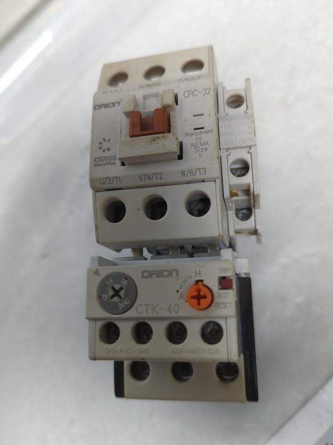 Used ORION,CRC(D)-32,CONTACTOR WITH CTK-40 OVERLOAD RELAY PRE-OWNED