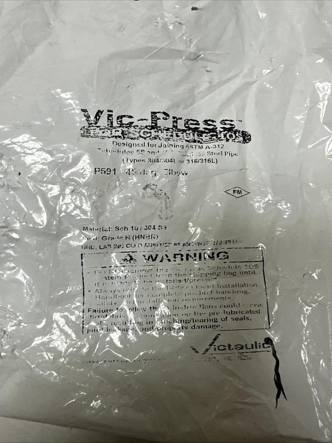 Used Vic-Press,P591,2" 45 Deg Elbow Sch 10/304SS