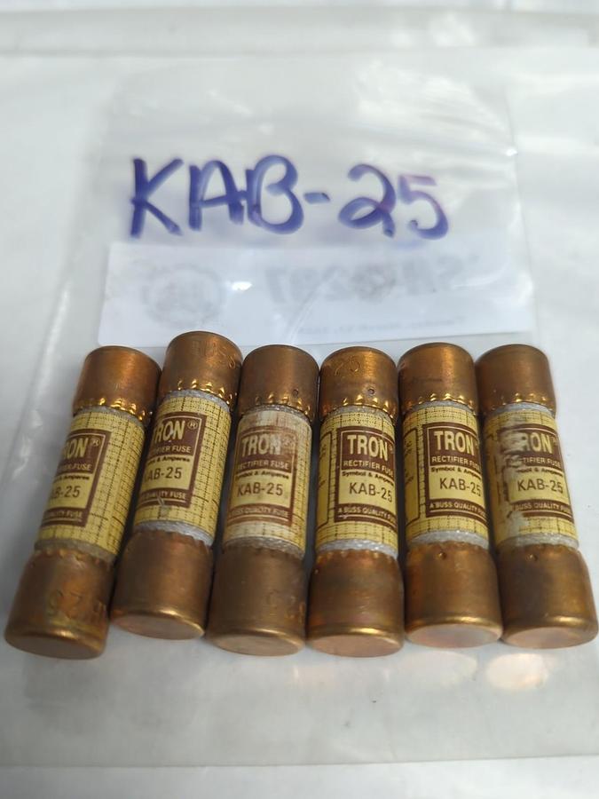 Used COOPER BUSSMANN,KAB-25,TRON 25 AMP FUSE LOT OF 6 PRE-OWNED