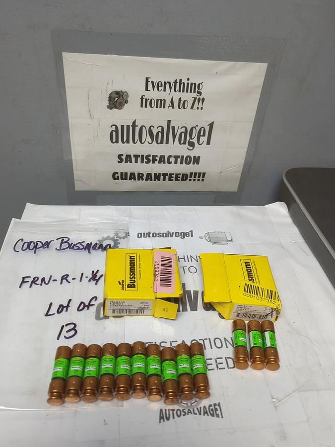 COOPER BUSSMANN,FRN-1-1/4,FUSETRON 1-1/4 AMP FUSES LOT OF 13 NEW