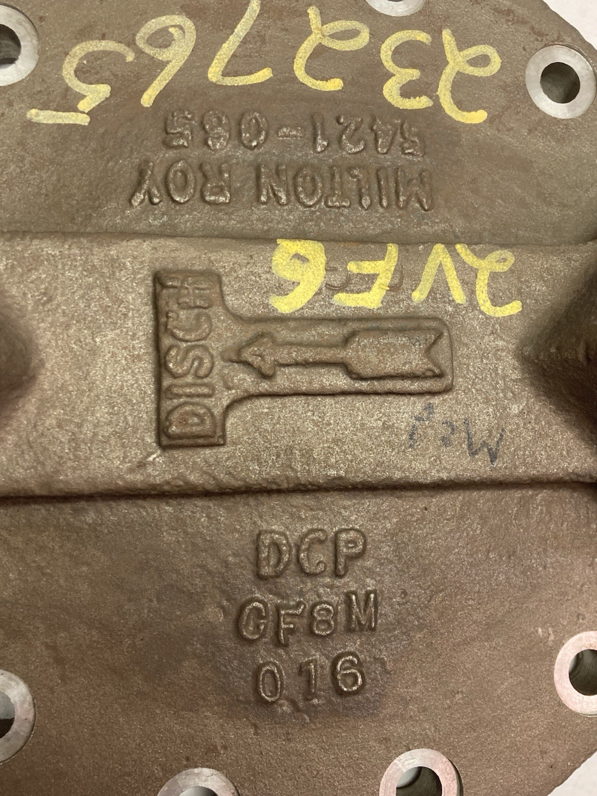 Used Milton Roy,DCP-CF8M-016,Metering Pump Diaphragm Head