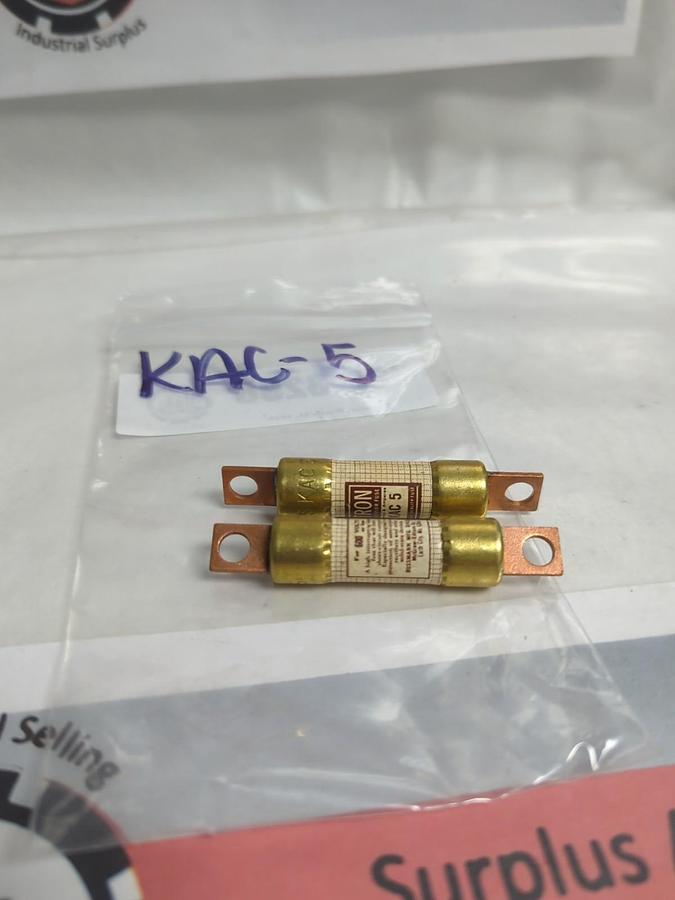Used COOPER BUSSMANN,KAC-5,TRON 5 AMP FUSE LOT OF 2 PRE-OWNED