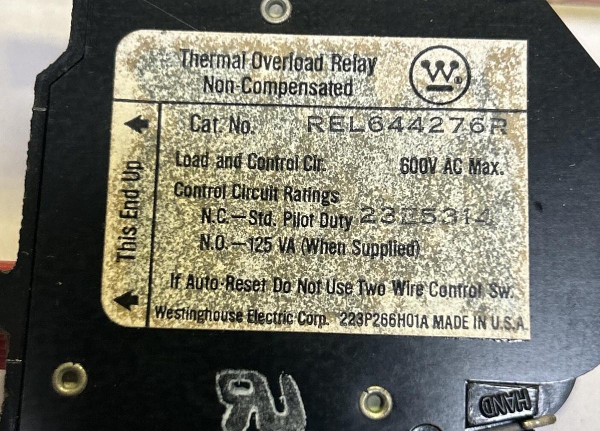 WESTINGHOUSE,REL-64427-6R,THERMAL OVERLOAD RELAY NOS