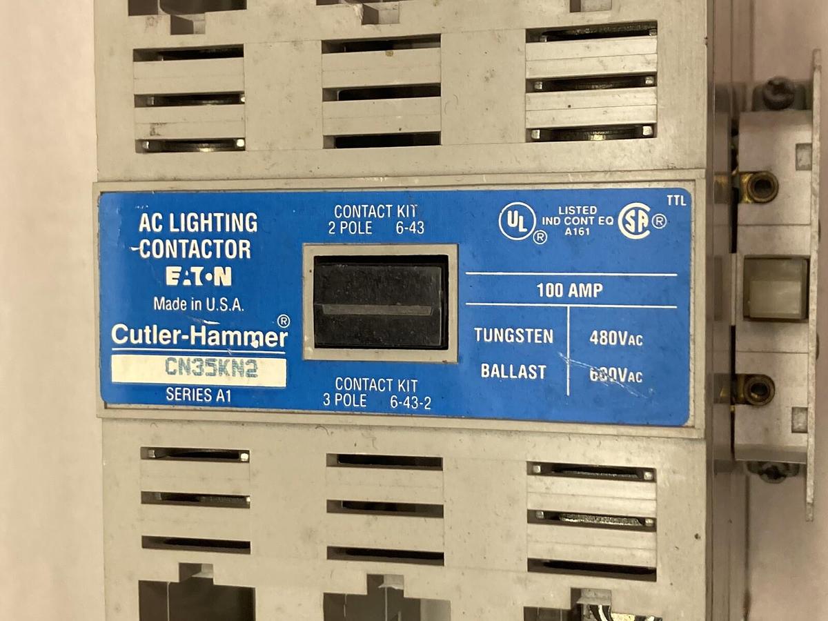 Used Eaton Cutler-Hammer,CN35KN2,3-Pole AC Lighting Contactor Ser A1 100A