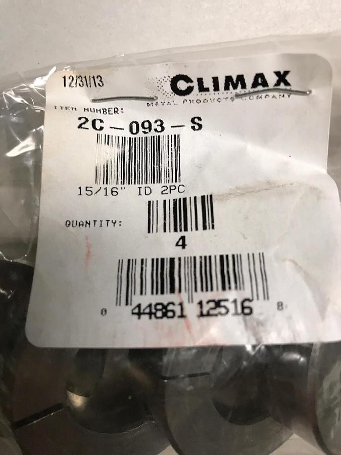Used Climax,2C-093-S,Clamping Shaft Collar 15/16 INCH SS lot of 4