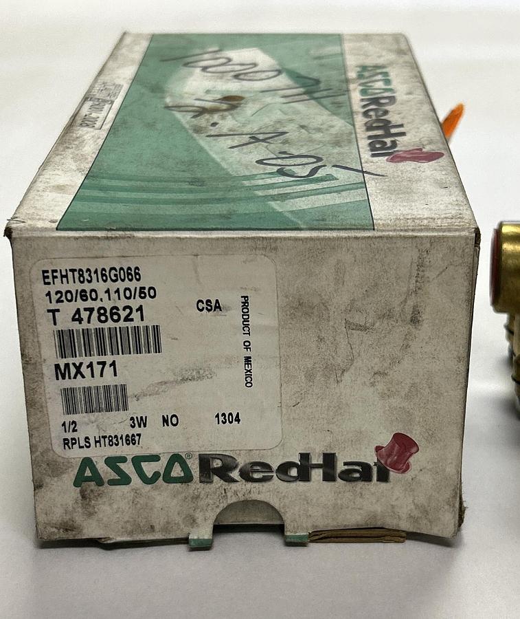 ASCO,EFHT8316G066,SOLENOID VALVE 1/2 INCH PIPE 3W 120/60 110/50 NOS