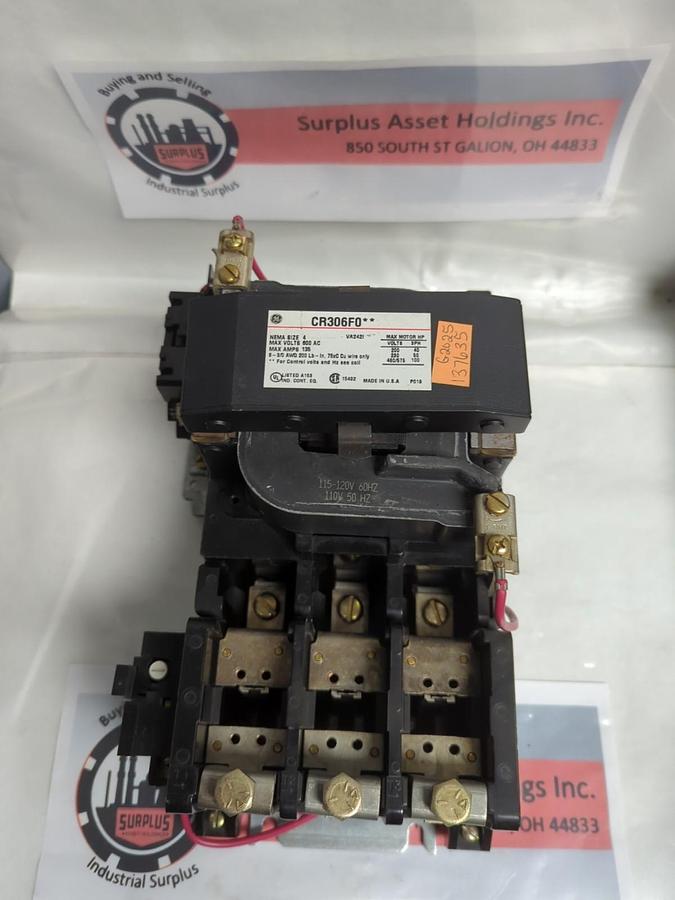 Used GE,CR306F0,SIZE 4 MOTOR STARTER 600AC 135AMP PRE-OWNED