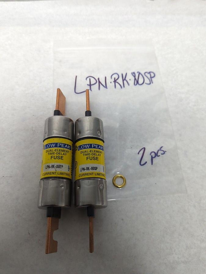 COOPER BUSSMANN,LPN-RK-80SP,LOW-PEAK 80 AMP FUSE LOT OF 2 NOS