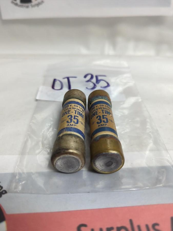 Used GOULD SHAWMUT,OT35,ONE-TIME 35 AMP FUSE LOT OF 2 PRE-OWNED