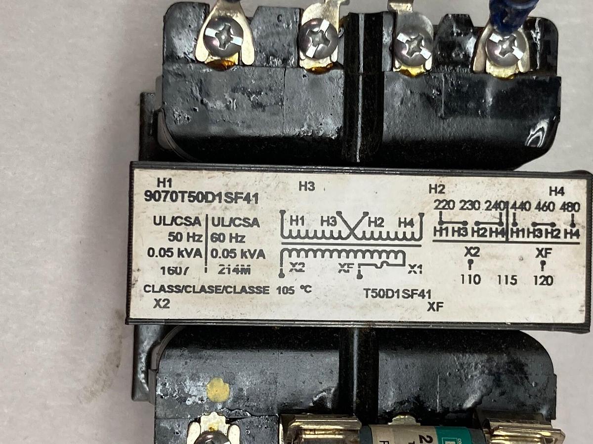Used Square D,9070T50D1SF41,Control Transformer 0.05 kVA