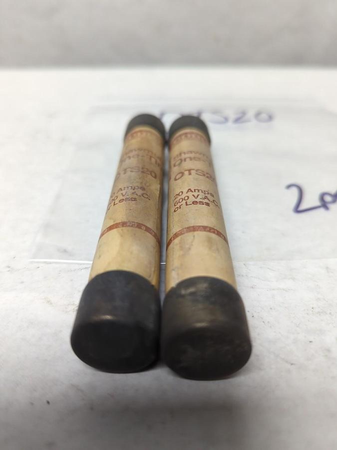 Used GOULD SHAWMUT,OTS20,ONE-TIME 20 AMP FUSE LOT OF 2 PRE-OWNED