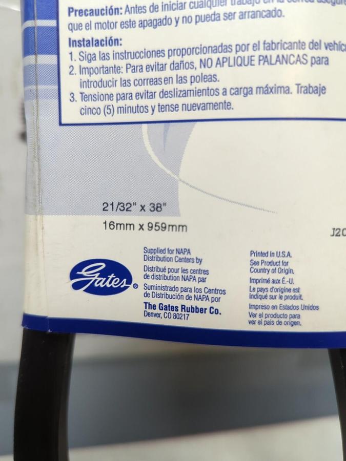 NAPA,B35,INDUSTRIAL BELT 21/32 X 38 INCH NOS