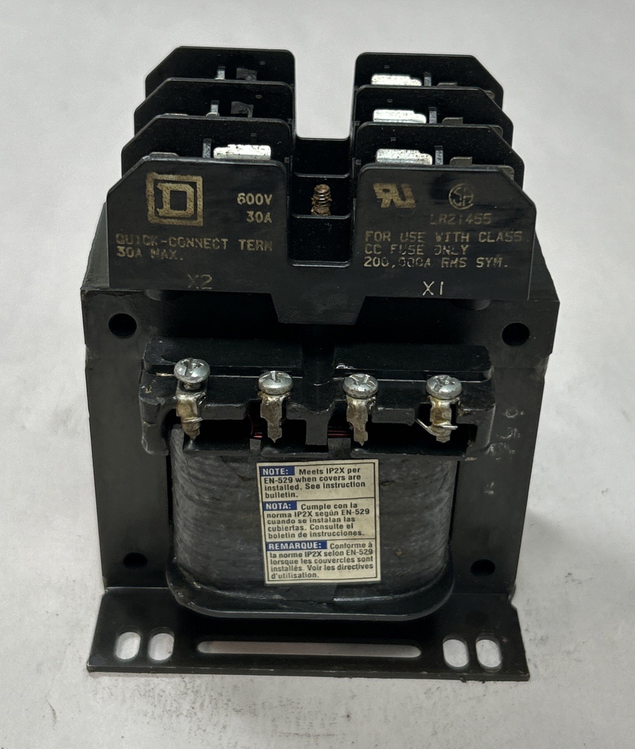 Used SQUARE D,9070TF200D1,CONTROL TRANSFORMER 0.2KVA 240/480V