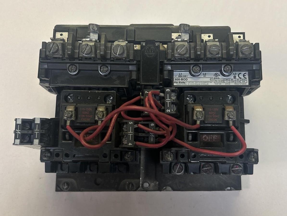 Used ALLEN BRADLEY,505BOD,REVERSING STARTER SIZE 1 27A 600V