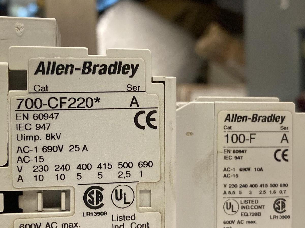 Used Allen Bradley,700-CF220*,Contactor with 100-F Contact