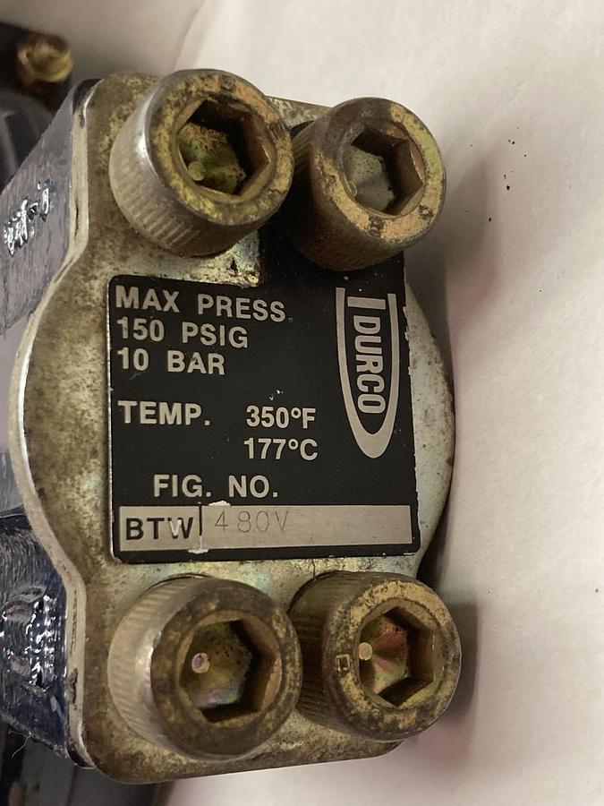 Used Durco Flowserve,BTW,Butterfly 150 PSIG 10 Bar 480V