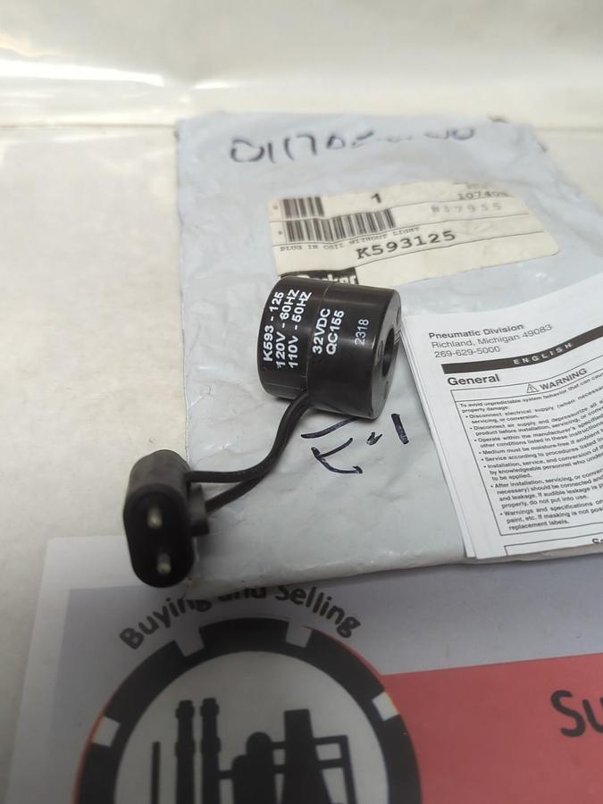 PARKER,K593125,PLUG IN COIL WITH OUT LIGHT NOS