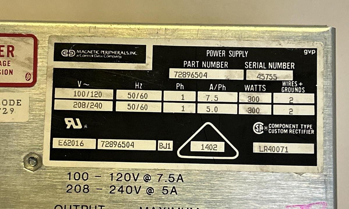 Used MAGNETIC PERIPHERALS INC,72896504,POWER SUPPLY