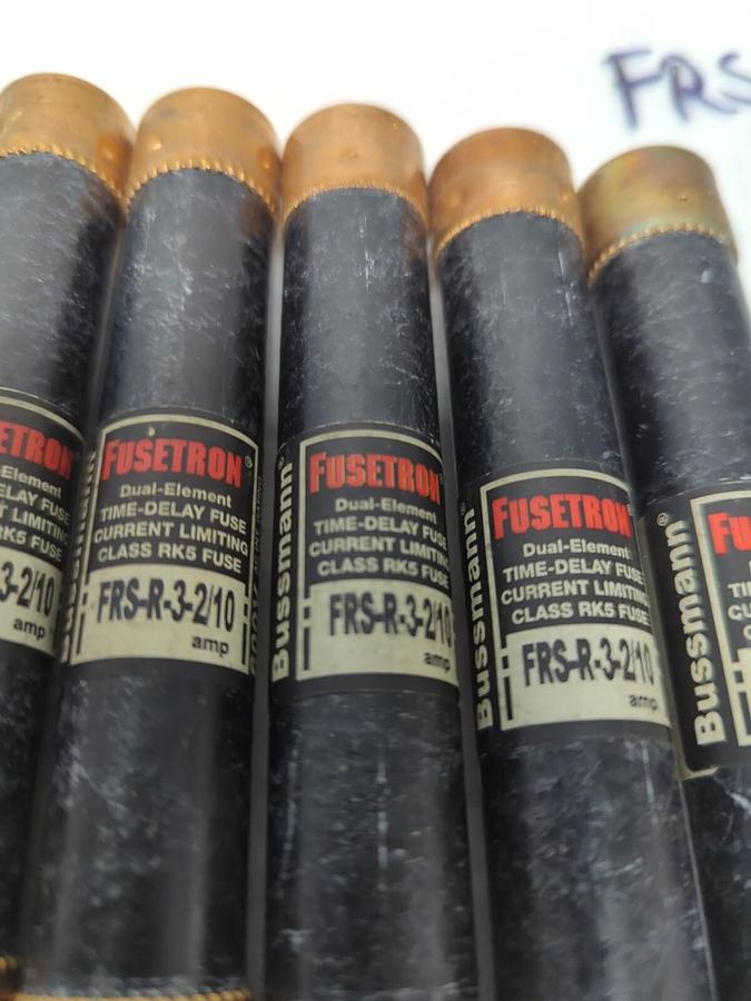 Used COOPER BUSSMANN,FRS-R-3-2/10,FUSETRON 3-2/10 AMP FUSE LOT OF 6 PRE-OWNED