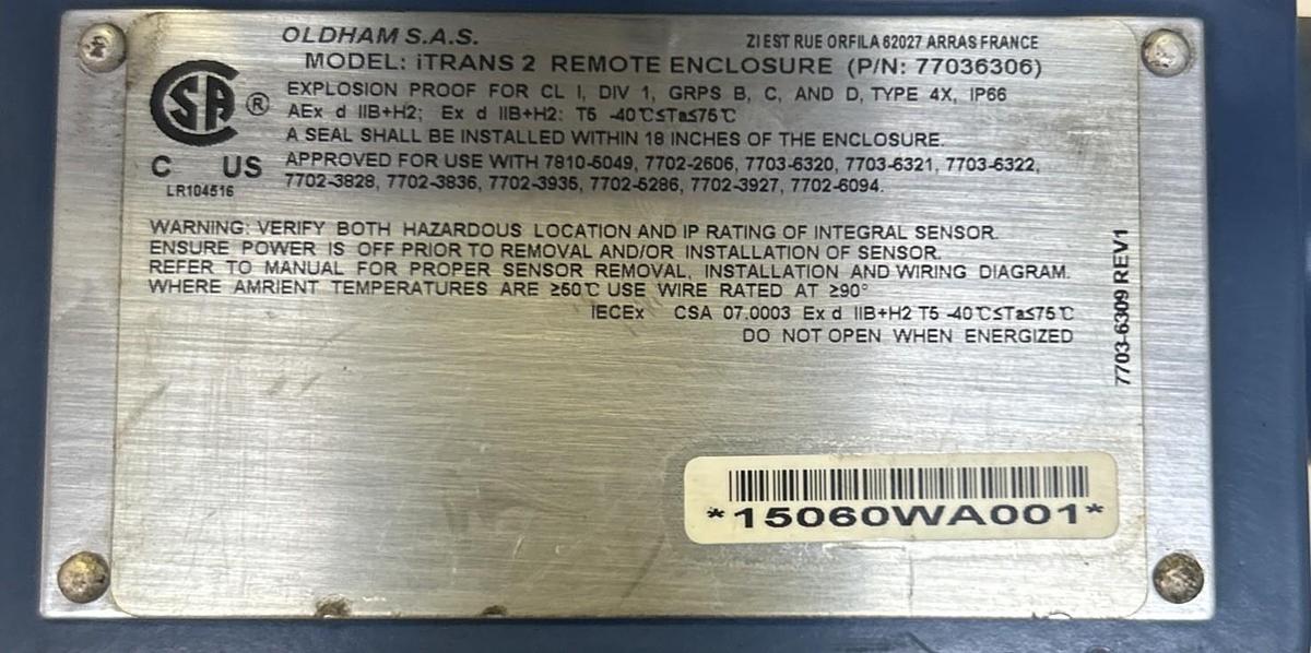 Used OLDHAM,77036306,ITRANS 2 REMOTE ENCLOSURE