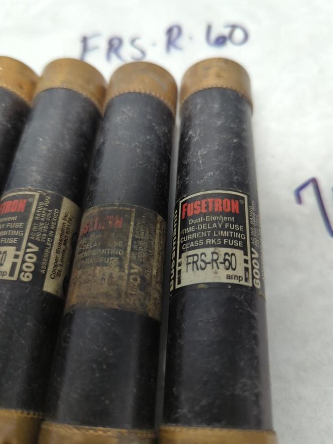 Used COOPER BUSSMANN,FRS-R-60,FUSETRON 60 AMP FUSE LOT OF 7 PRE-OWNED