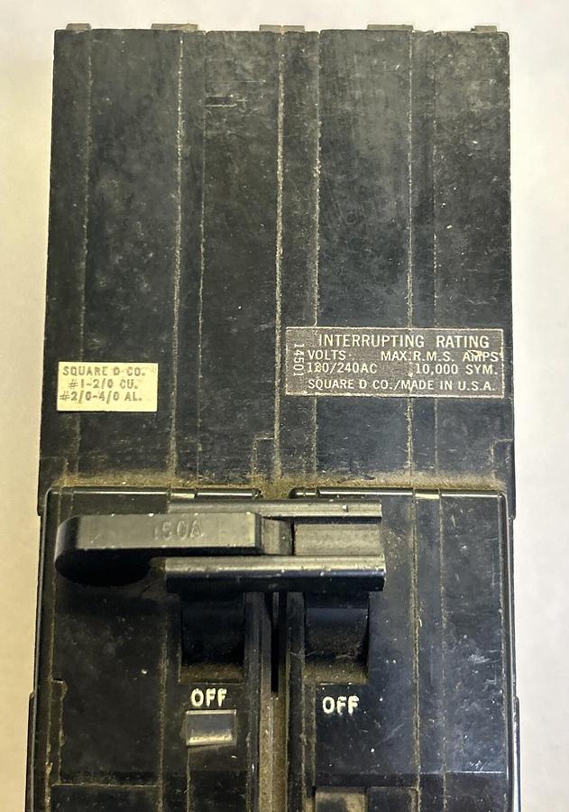Used SQUARE D,Q12150,CIRCUIT BREAKER 150A 120/240V 2P