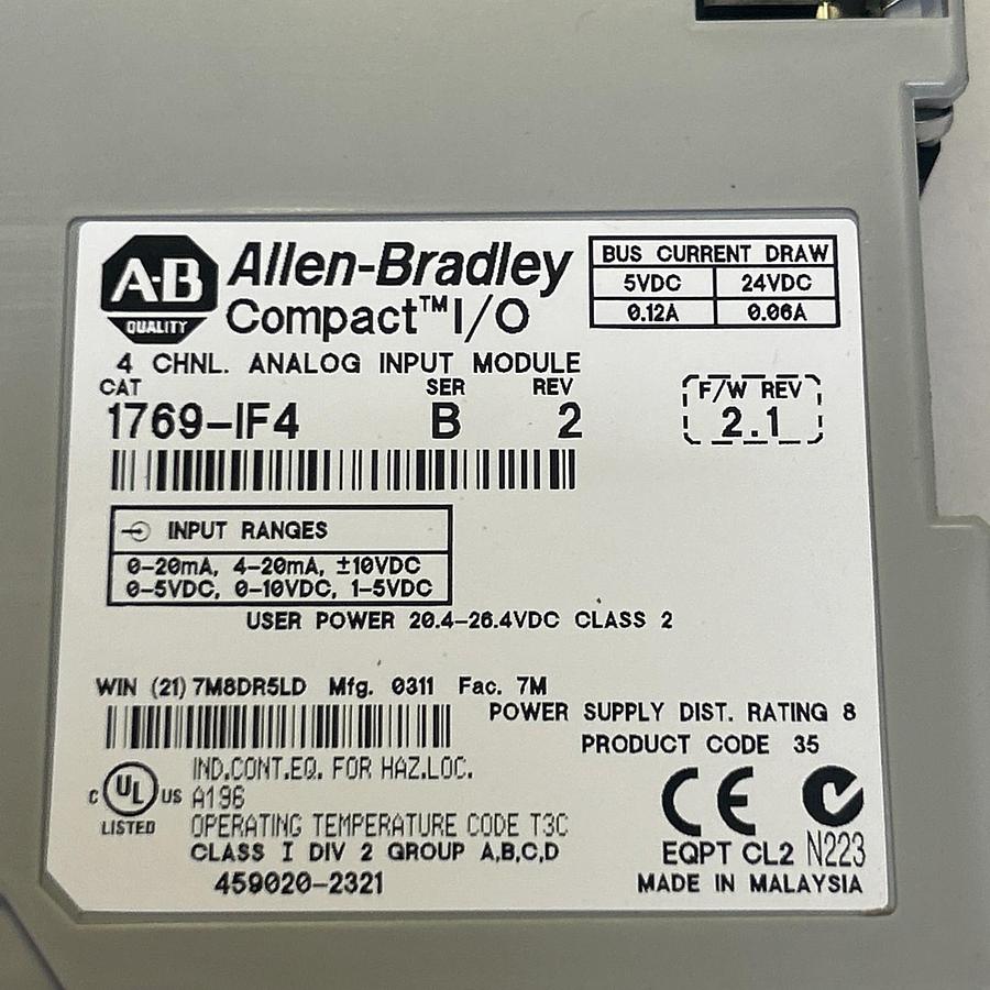 Used ALLEN BRADLEY,1769-IF4,ANALOG INPUT MODULE