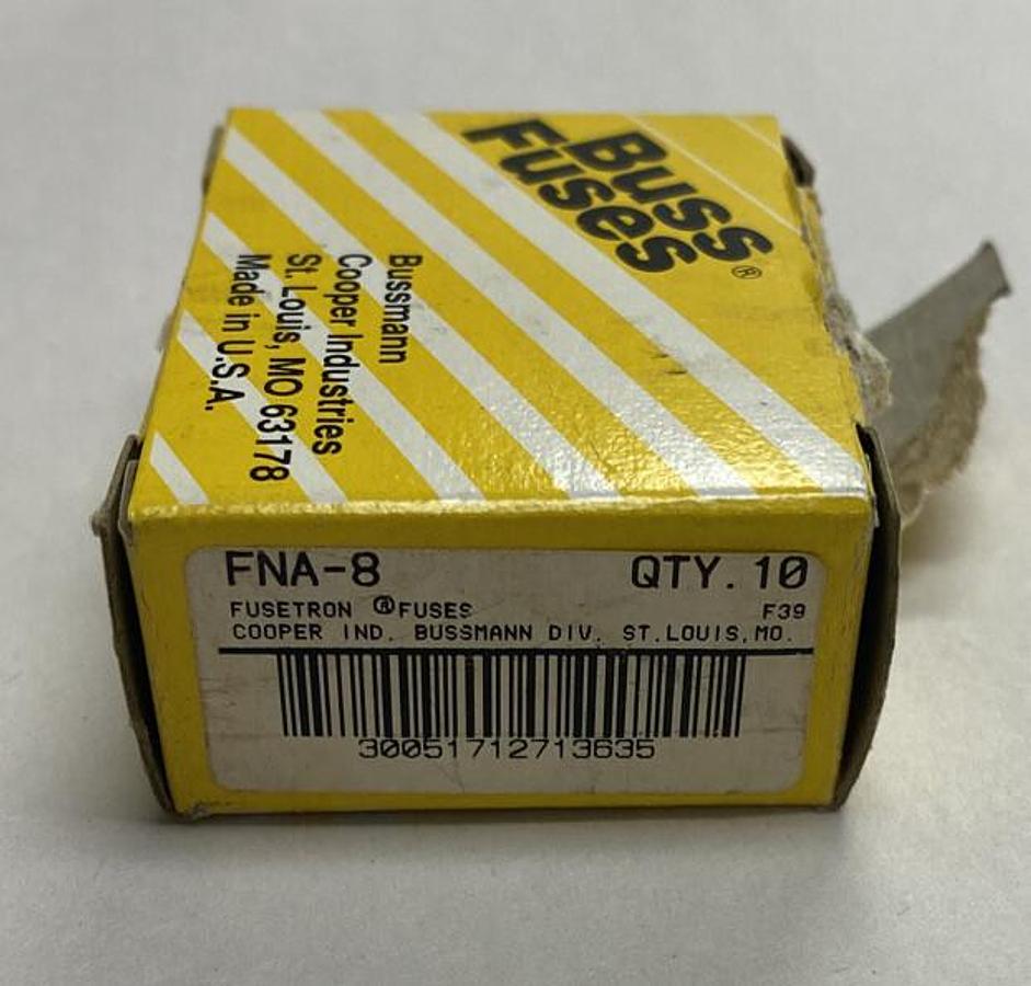 Cooper Bussmann,FNA-8,Fusetron Fuse Lot Of 9 In Box