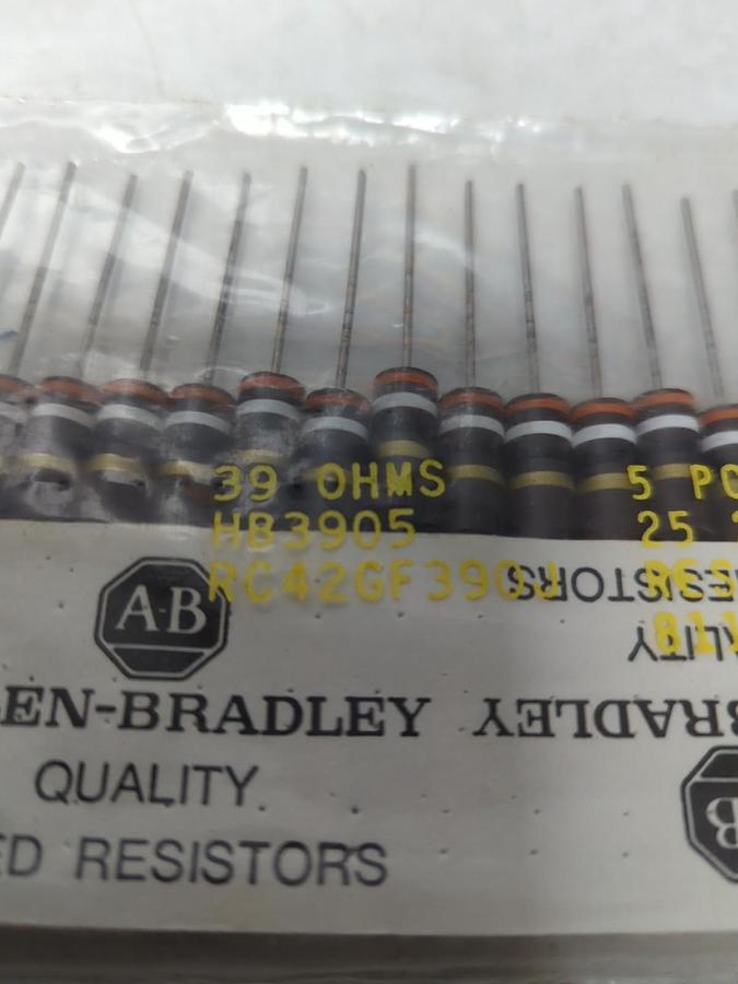ALLEN-BRADLEY,RC42GF390J,FIXED RESISTORS 39 Ω 5% TOL 2 WATT PACK OF 25 NOS