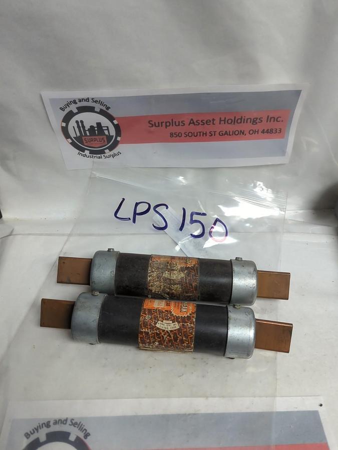 Used COOPER BUSSMANN,LPS-150,LOW-PEAK FUSE 150 AMP LOT OF 2 PRE-OWNED