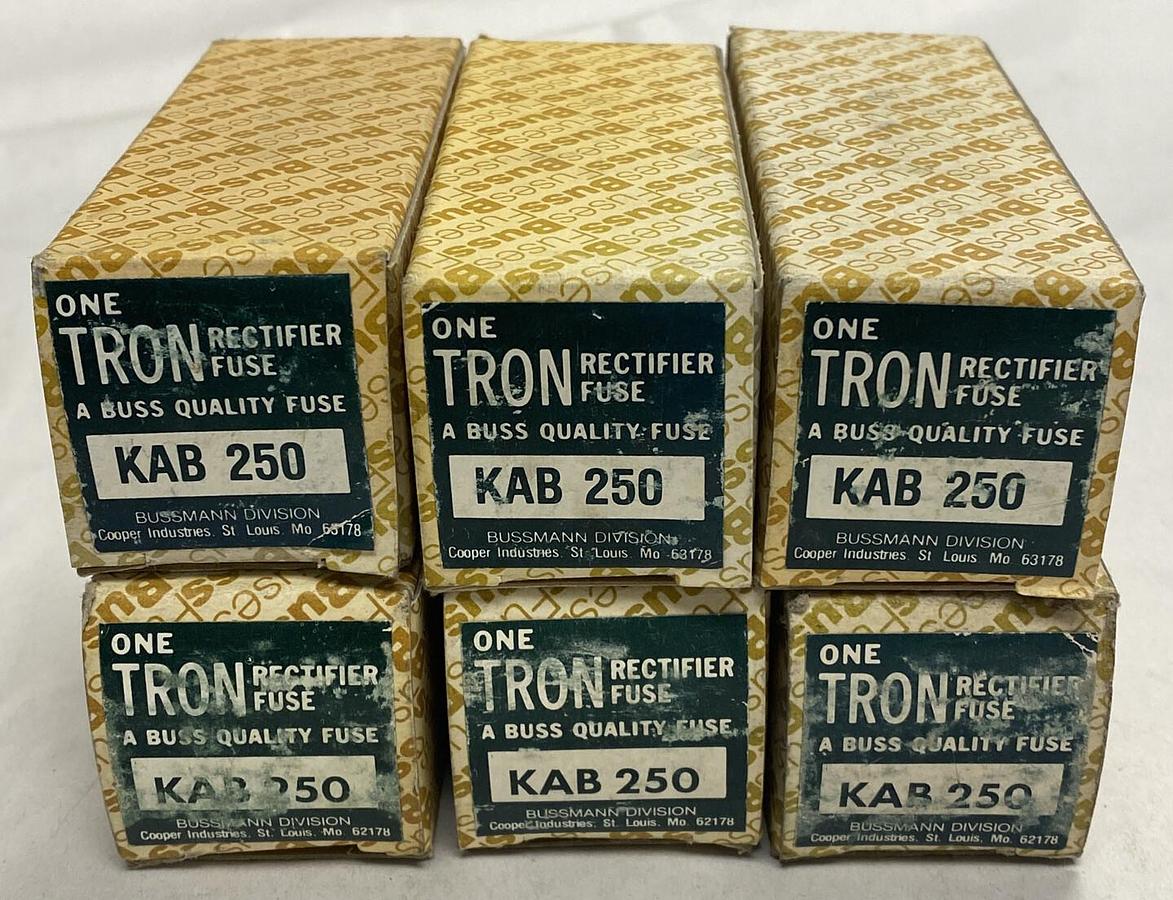 Used Cooper Bussmann,KAB-250,Rectifier Fuse 250A 250V Lot Of 6 NOS